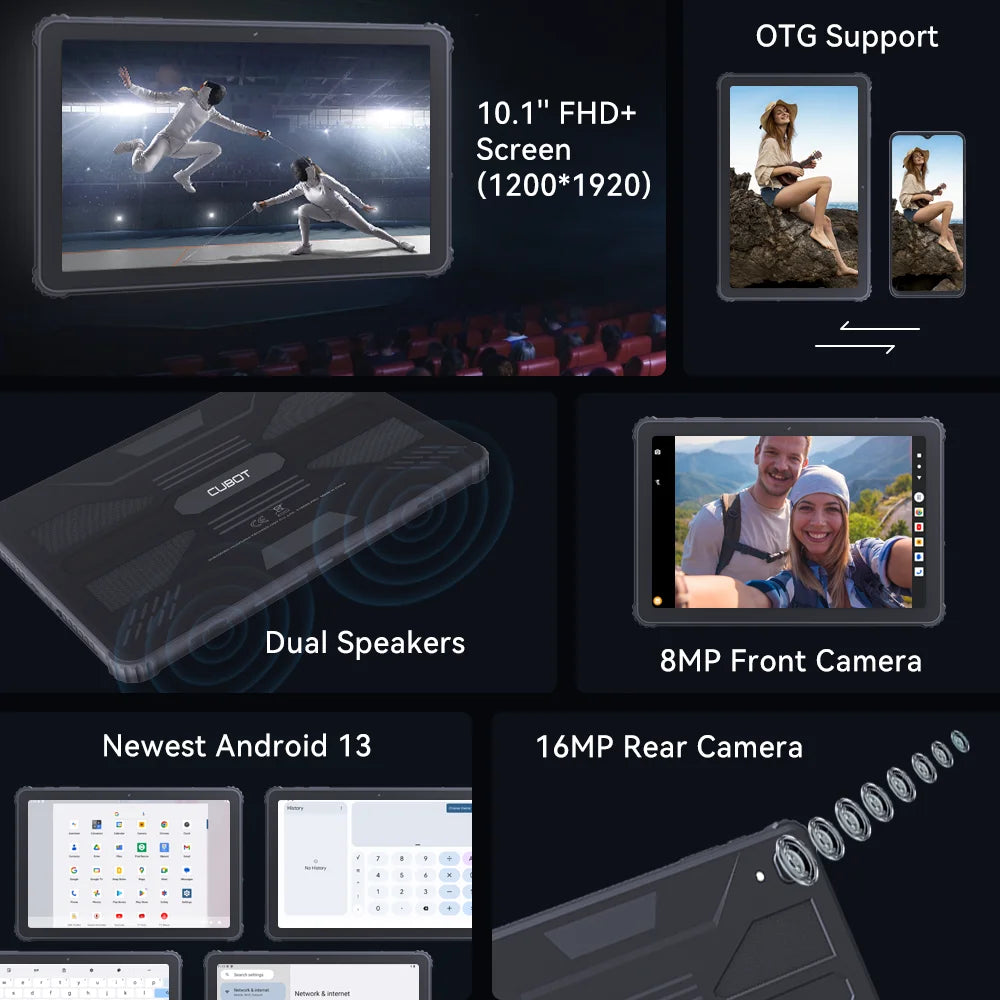 Cubot TAB KINGKONG, Rugged Tablet Android 13, IP68 Waterproof, 16GB RAM(8GB+8GB Extended), 256GB ROM, 10600mAh,10.1 FHD+ Screen - Image 2
