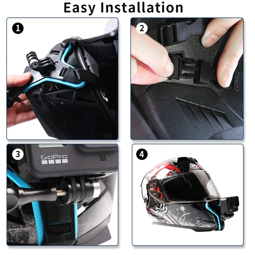 Helmet Strap Mount For Gopro Hero 11 10 9 8 7 6 5 4 3 Motorcycle Yi Action Sports Camera Mount Full Face Holder Accessories - Image 5