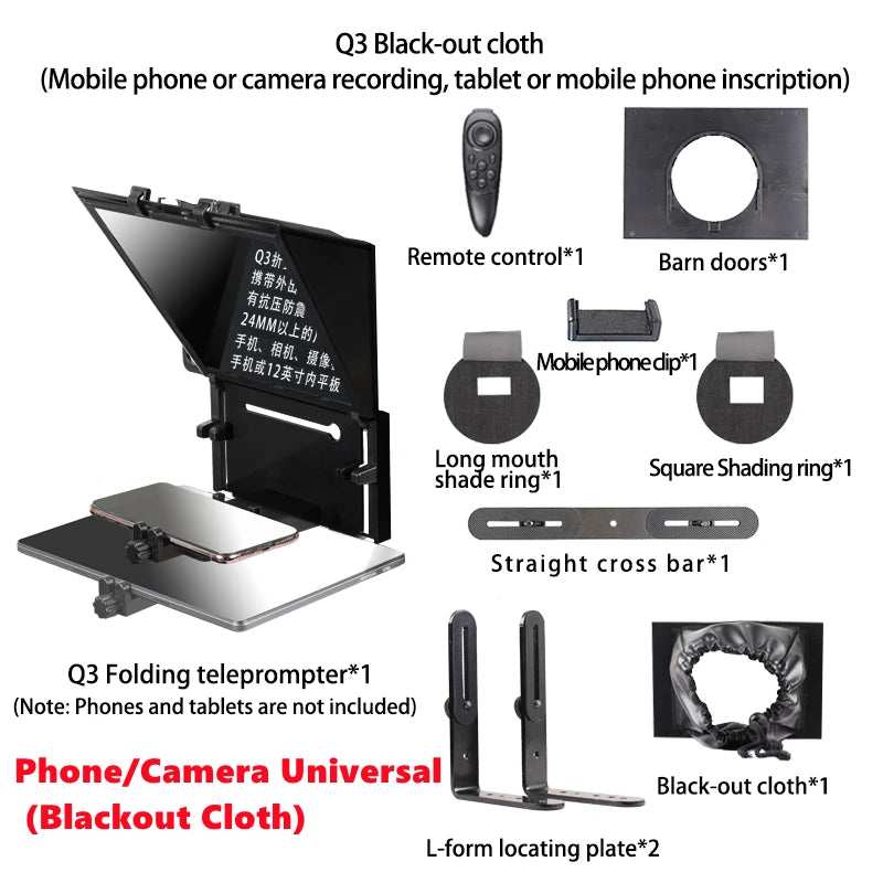 QIYE Q3 Foldable Teleprompter for 12 Tablet Phones iPad Prompting Phones Camera Shooting Tablet Prompter - Image 2