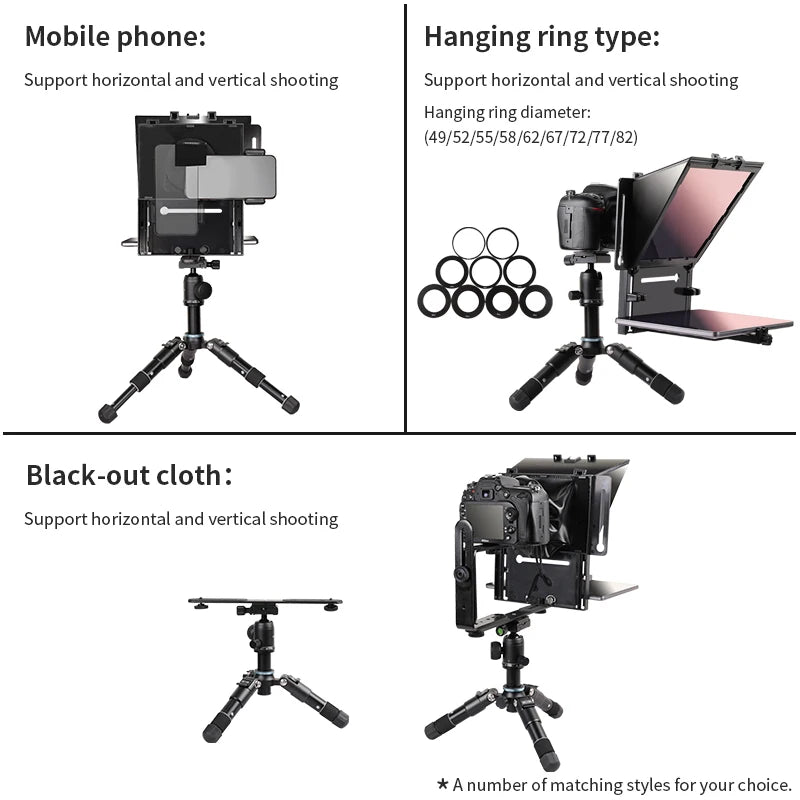 QIYE Q3 Foldable Teleprompter for 12 Tablet Phones iPad Prompting Phones Camera Shooting Tablet Prompter - Image 6