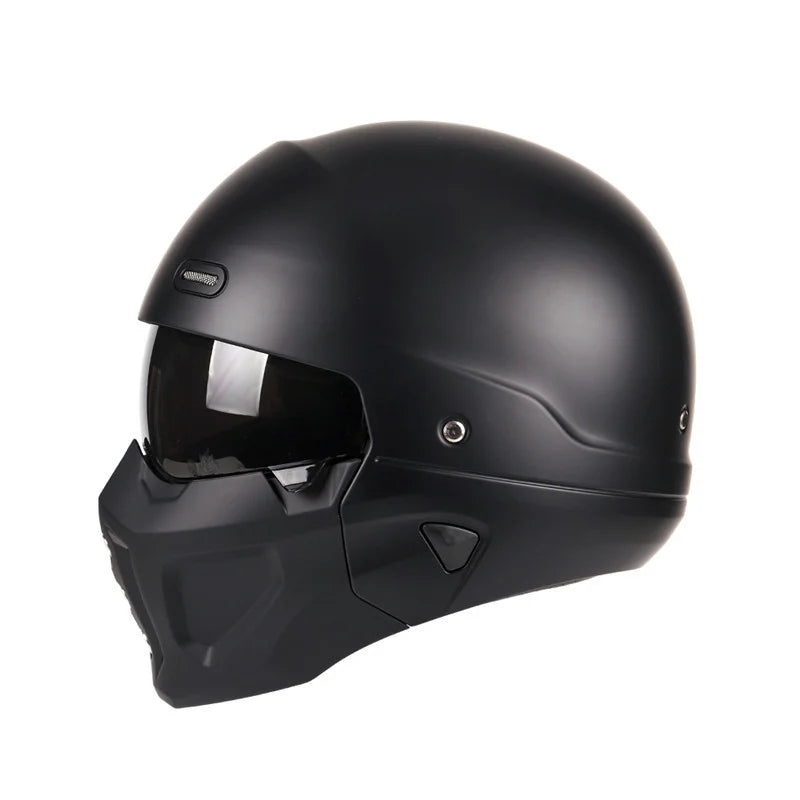 Retro Capacete Detachable For Motorcycle Bike Quick Release ABS Open Helmet Full Face Matte Black Modular Classic Professional - Image 7