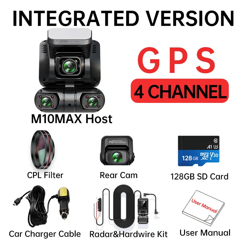 TiESFONG M10max 2K 1440P Dash Cam for Car DVR 4CH 360 Camera 24H Parking Monitor & GPS Night Vision Auto Video Recorder 256Gmax - Image 2