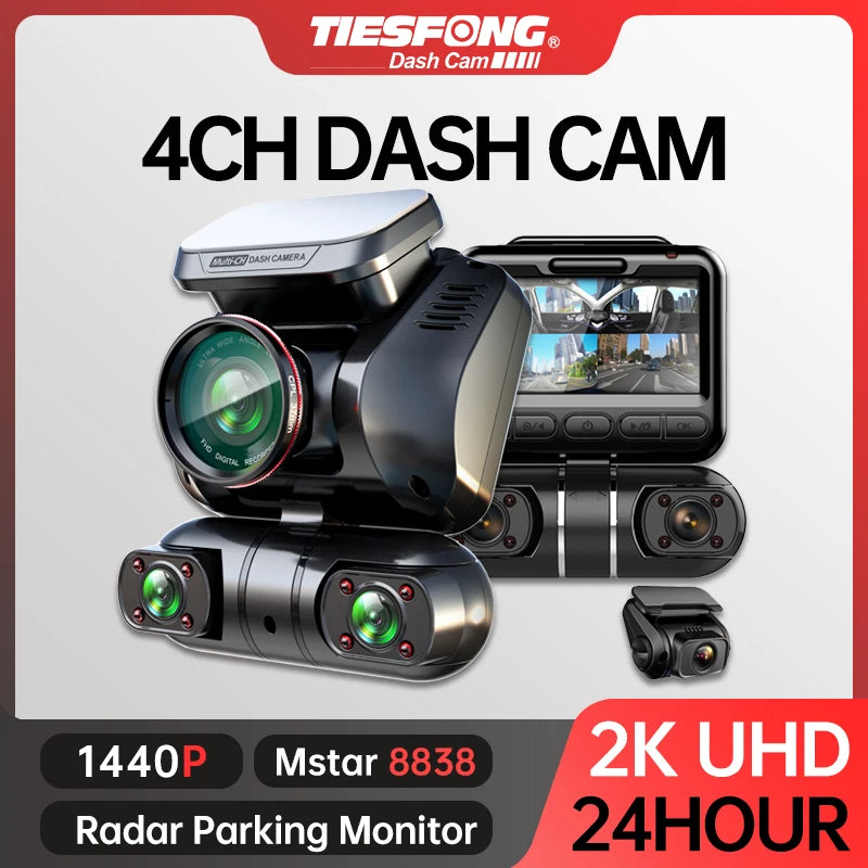 TiESFONG M10max 2K 1440P Dash Cam for Car DVR 4CH 360 Camera 24H Parking Monitor & GPS Night Vision Auto Video Recorder 256Gmax - Image 3