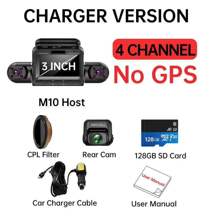 TiESFONG M10max 2K 1440P Dash Cam for Car DVR 4CH 360 Camera 24H Parking Monitor & GPS Night Vision Auto Video Recorder 256Gmax - Image 10