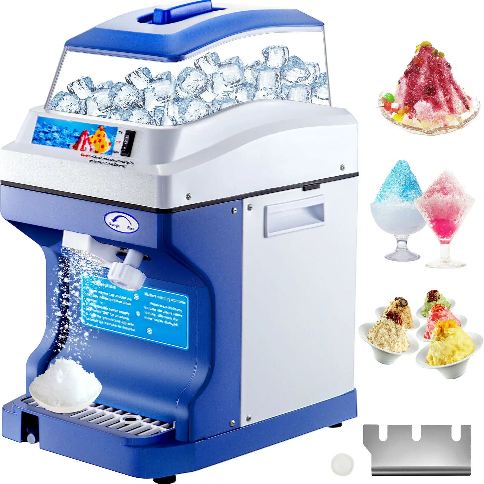 VEVOR 120/200 KG/H Electric Ice Shaver Branch Crusher Chopper Smoothie Blender Granizing Machine Shredder Snow Cone Cubes Maker - Image 2