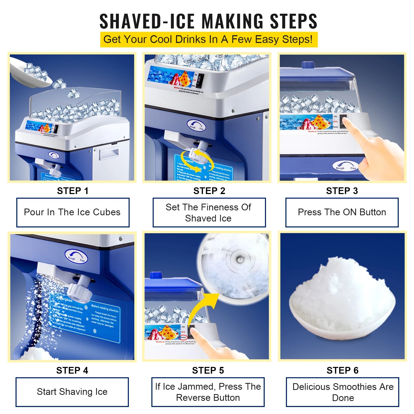 VEVOR 120/200 KG/H Electric Ice Shaver Branch Crusher Chopper Smoothie Blender Granizing Machine Shredder Snow Cone Cubes Maker - Image 8